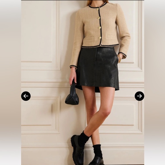 Nili Lotan Elaina Crochet Camel Bouclé Jacket Blazer Black Trim size 2 - Picture 1 of 11